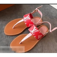 Super Louis Vuitton Formentera Flat Thong Sandals LV92342 Red/Pink Summer 2019