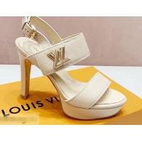 Cheapest Louis Vuitton Heel 10.5cm Platform 2cm Horizon Sandals LV94902 Creamy 2019