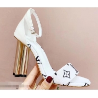 Cheap Price Louis Vuitton Heel 10cm Silhouette Sandals Monogram Canvas LV94916 White 2019