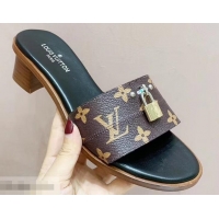 Faux Louis Vuitton Heel 4.5cm Lock It Mules LV94292 Monogram Canvas 2019