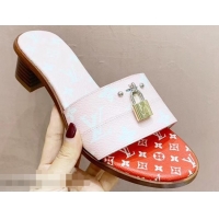 Low Price Louis Vuitton Heel 4.5cm Lock It Mules Monogram Canvas LV94930 Pink/Red 2019