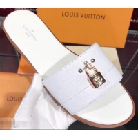 Buy Good Price Louis Vuitton Lock It Flat Mules LV94901 Grained White 2019