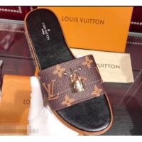 Inexpensive Charming Louis Vuitton Lock It Flat Mules LV94905 Monogram Canvas 2019