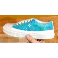 Low Cost Louis Vuitton Monogram Denim Stellar Sneakers LV95610 Turquoise 2019