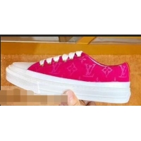 New Style Louis Vuitton Monogram Denim Stellar Sneakers LV95610 Fuchsia 2019