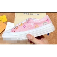 Cheap Design Louis Vuitton Monogram Denim Stellar Sneakers LV95614 Pink 2019