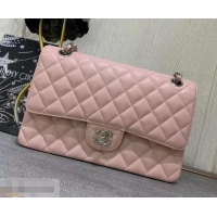 Sophisticated Chanel 1112 medium Flap Bag Light pink in caviar Leather with silver Hardware 