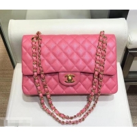 Luxury Chanel Caviar leather 1112 Classic Medium Flap Bag Dark Pink with gold hardware