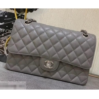 Classic Hot Chanel caviar leather 1112 Classic Medium flap bag gray with Silver Hardware