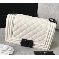 Grade Chanel Original Quality caviar small Boy Bag white With silver Hardware 616016