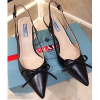 Conveniency Prada Heel 6cm Bow Pumps P96328 Leather Black 2019