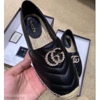 Discount Gucci Glitter Espadrilles G96301 Black With Crystal Double G 2019