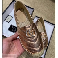 Rebate Gucci Glitter Espadrilles G96301 Pink Gold With Crystal Double G 2019