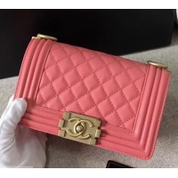 Best Chanel Original Quality caviar small Boy Bag pink With gold Hardware AS04623 2019