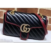 Perfect Gucci Diagonal GG Marmont Small Shoulder Bag 443497 Black 2019