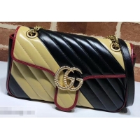 Sophisticated Gucci Diagonal GG Marmont Small Shoulder Bag 443497 Beige/Black 2019