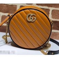 Stylish Gucci Diagonal GG Marmont Mini Round Shoulder Bag 550154 Brown 2019