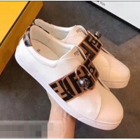 Cheapest Fendi Minimalist Sneakers with FF Logo Band F89806 White/Brown