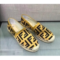 Top Cheapest Fendi FF Logo Canvas Espadrilles F81824 Yellow