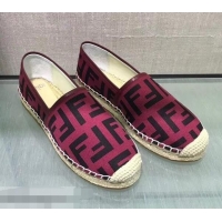 Discount Fashion Fendi FF Logo Canvas Espadrilles F81825 Red