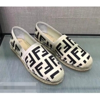 Wholesale Discount Fendi FF Logo Canvas Espadrilles F81825 White