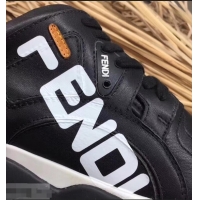 Best Quality Fendi Leather Mania Print Applique Lace-up Sneakers F81108 Black