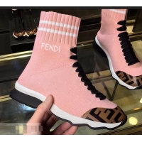 Hot Sell Fendi FF Fabric Mid-top Sneakers Boots F82401 Pink