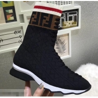 Best Price Fendi Multicolour Fabric Sneakers Boots FF Logo F80202 Black