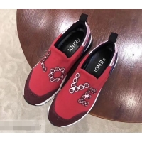 Buy Cheapest Fendi Love Logo Sneakers F81065 Red