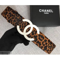 Affordable Price Chanel Width 5.3cm Leather Belt Leopard with White CC Logo 550193