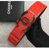 Sumptuous Chanel Width 5.3cm Patent Leather Belt Red with Resin CC Logo 550102