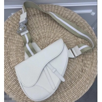 Discount Dior Grained Calfskin Saddle Shoulder Belt Bag CD96201 White 2019