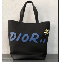 Top Quality Dior Bee DIOR X KAWS Shopping Tote Bag CD96206 Black With Blue Logo 2019