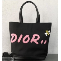 Low Price Dior Bee DIOR X KAWS Shopping Tote Bag CD96206 Black With Pink Logo 2019