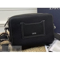 Cute Promotional Dior Grained Calfskin Camera Bag CD96213 Black 2019