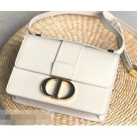 Newest Dior 30 Montaigne Flap Bag in Smooth Calfskin CD96701 White and CD Clasp 2019