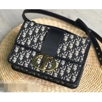 New Design Dior 30 Montaigne Flap Bag in Oblique Jacquard Canvas CD96705 Blue and CD Clasp 2019