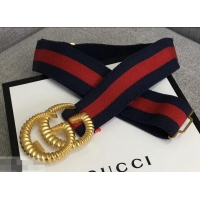 Pretty Style Gucci Blue/Red Web Elastic Belt With Torchon Double G Buckle 906181