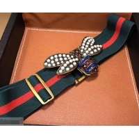 Most Popular Gucci Width 4cm Green/Red Web Belt with Bee 453277