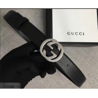 Best Product Gucci Width 3cm Leather Belt Black With Interlocking G Buckle 4532715