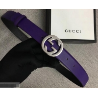 Popular Style Gucci Width 3cm Leather Belt Purple With Interlocking G Buckle 4532716