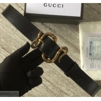 Cheap Gucci Leather Belt Black With Snake Buckle 458935