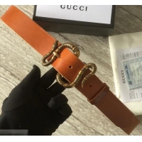 Top Sale Gucci Leather Belt Khaki With Snake Buckle 458935