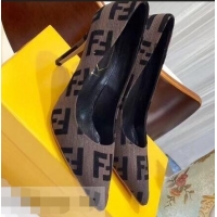 Cheapest Fendi Heel 9cm FF Logo Pumps F91601 Coffee 2019