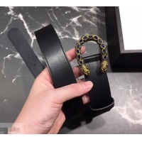 Cheapest Gucci Width 3.5cm Leather Belt Black with Blue Crystal Dionysus Buckle 458940