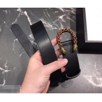 New Fashion Gucci Width 3.5cm Leather Belt Black with Red Crystal Dionysus Buckle 458942