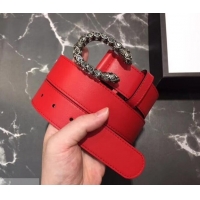 Hot Sale Gucci Width 3.5cm Leather Belt Red with White Crystal Dionysus Buckle 458945