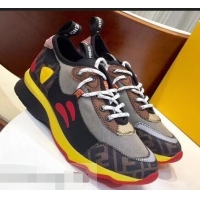 Hot Sell Fendi Zig-Zag Stitching Technical Mesh Low-Top Women's/Men's Sneakers F91609 Black/Multicolor 2019