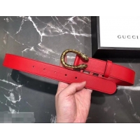 High Quality Gucci Width 3.5cm Leather Belt Red with Dionysus Buckle 458952