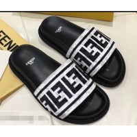 New Design Fendi Slides FF Logo F93112 Velvet White 2019